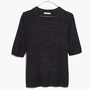 Madewell sparkle black metallic top size Small